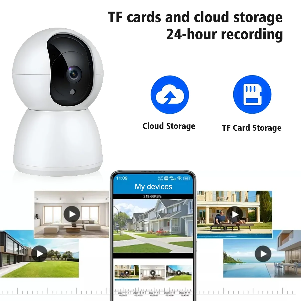 1080P WiFi IP Camera 355° Pan 90° Tilt PTZ Home Security Camera Two-way Audio Night Vision Motion Detection Baby Monitor 2
