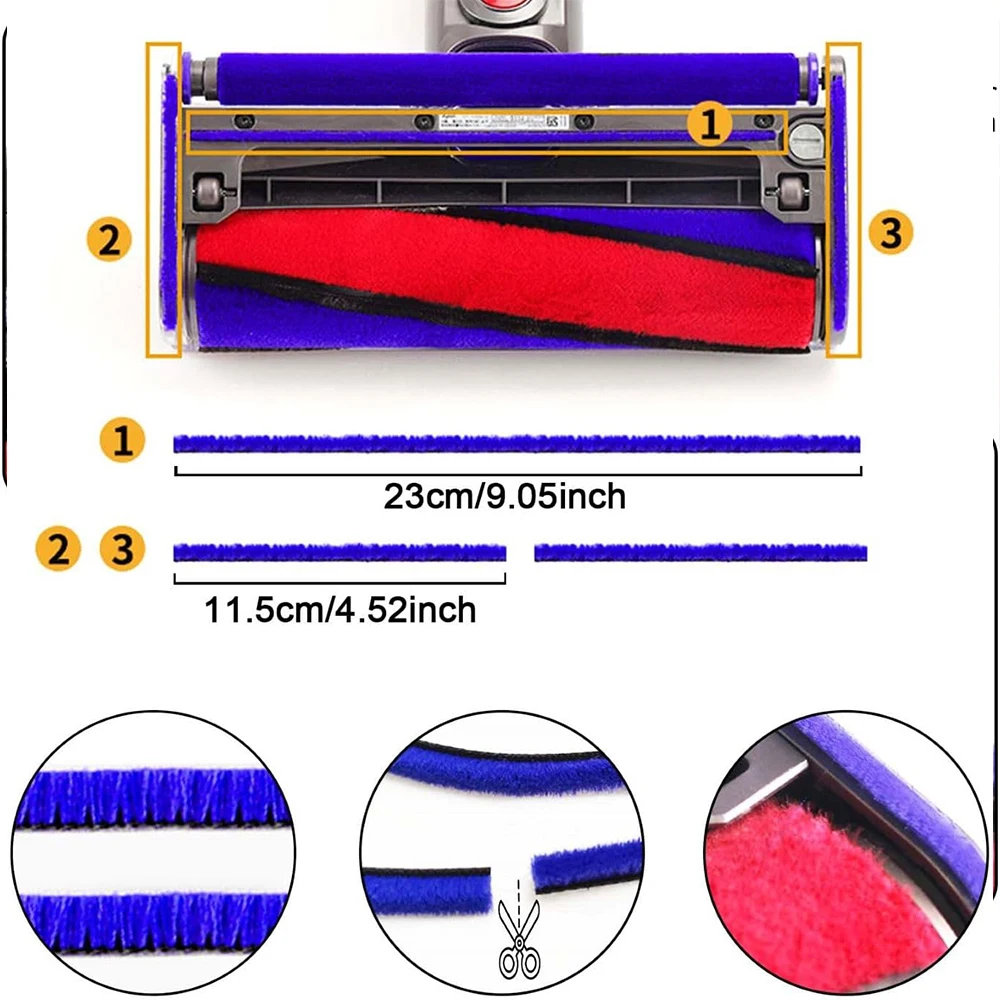 Plush and Felt Replacement Strips with Soleplate Wheels for Soft Roller Cleaner Heads