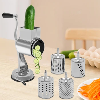 Rotary Grater with 5 Blades – Stainless Steel Manual Grinder 1