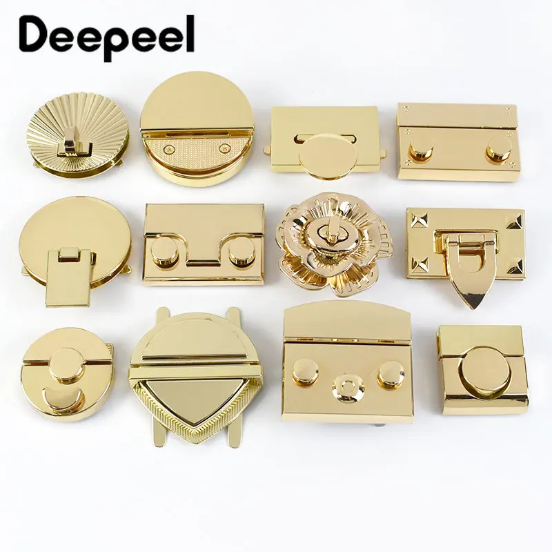 2Pcs Deepeel Lightgold Metal Bag Locks Turn Twist Lock Clasps DIY Latch for Handbag Clasp Purse Closure Sew Hardware Accessories