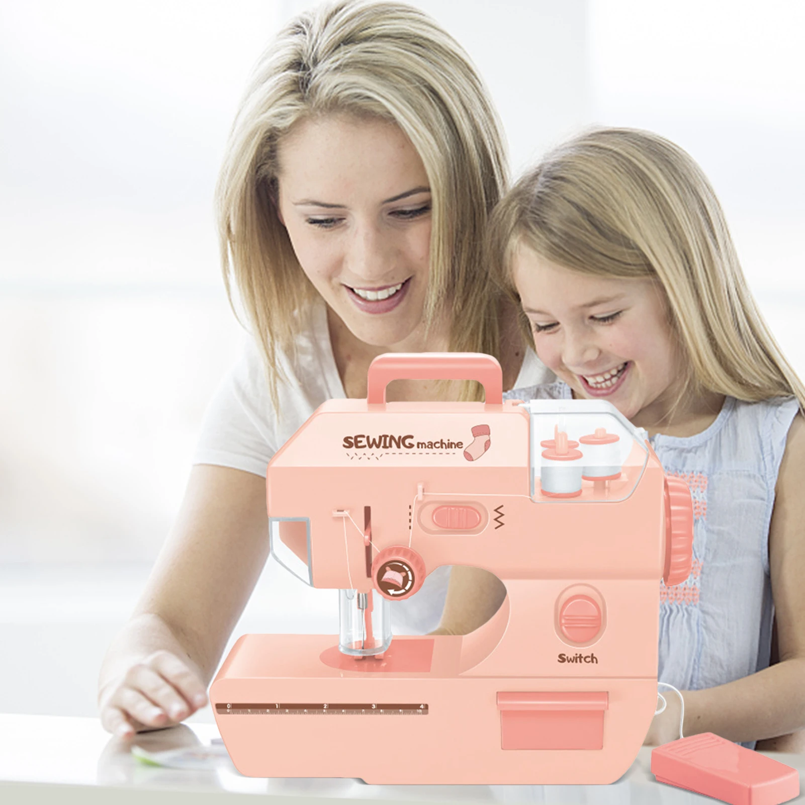 Kids Simulation Sewing Machine Toy Mini Furniture Educational Learning Design Clothing Toys For Girl Children Pretend Play House