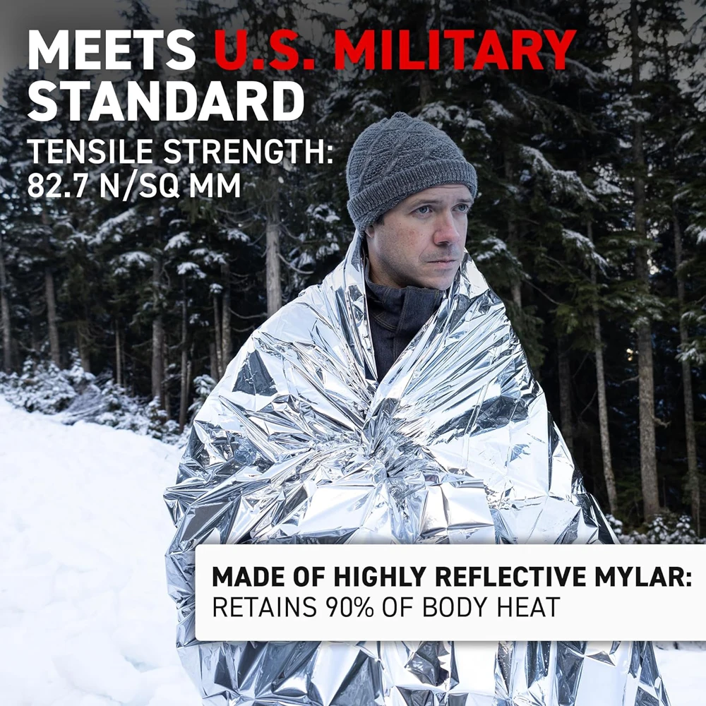 Emergency Blanket Outdoor Survive First Aid Military Outdoor Survive Rescue Kit Windproof Foil Thermal Blanket for Camping Hiki