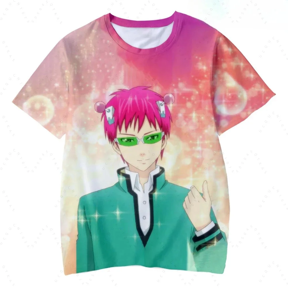 2026 Saiki Kusuo No Sai-Nan 티셔츠 프린트 된 남성/여성/어린이 하라주쿠 웃긴 티셔츠 의상 여름 카와이 일본 유니섹스 애니메이션 탑