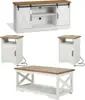 4-Piece Farmhouse Table Set Includes Sliding Barn Door TV Stand, Coffee Table& Two End Tables, Side Table with Charging Station 6