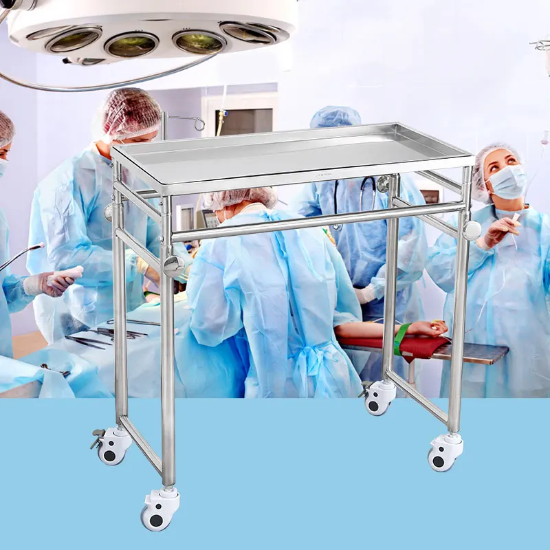 Beauty Salon Trolley Adjustable Height Surgical Tray Cart Medical Dental Lab Cart Storage Tray Trolley