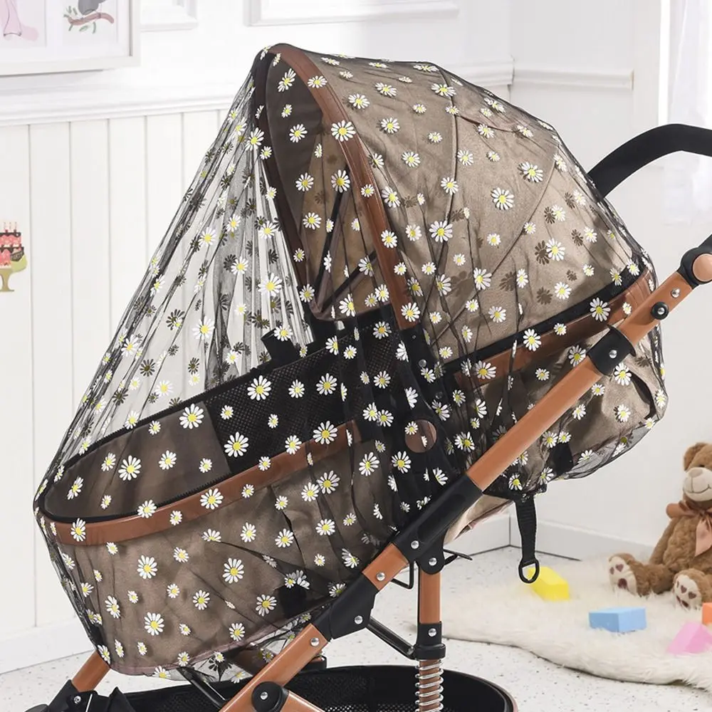 

Universal Baby Sunshade Mosquito Net Baby Stroller Mosquito Curtain Pushchair Daisy Pattern Protection Cover Stroller Accessory