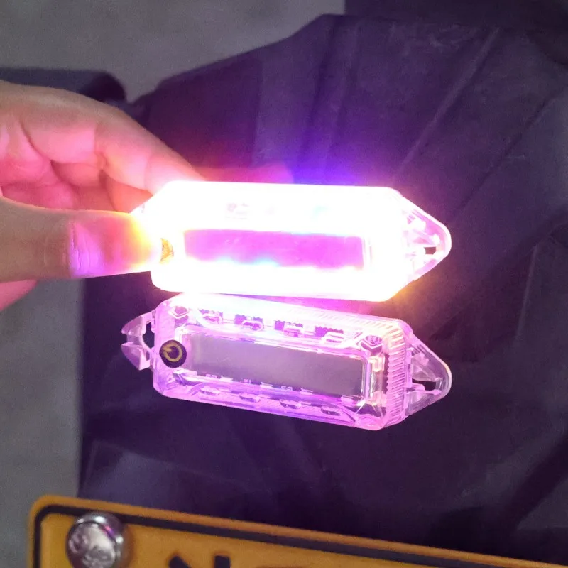 Solar Power LED Safety Warning Strobe Light Motorcycle Car Bumper Tail Decorative Light Night Anti-collision Signal Lamp