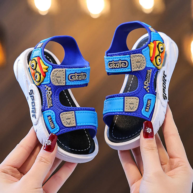 Children's sandals Summer new boy cartoon fashion Big children's sports sandals flat open-toe beach shoes