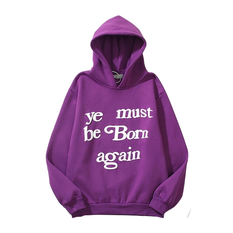 

Women Men Must Be Born Letters Long Sleeve Hoodies Hip-Hop Oversized Sweatshirt