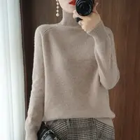 Sweater 2023 Autumn And Winter Cashmere Sweater Turtleneck Pullover Women's Solid Color Casual Long-sleeved Loose Bottoming 2