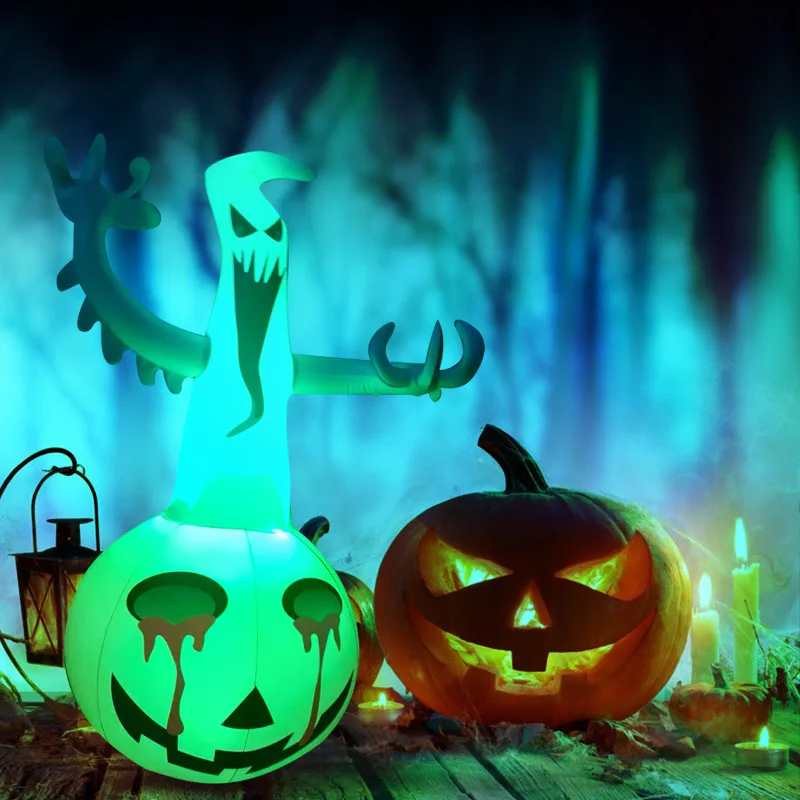 

Led Halloween Scary Ghost Inflatable With Color Changing Remote Control Glowing Ghost Prop For Garden Courtyard Halloween Decor