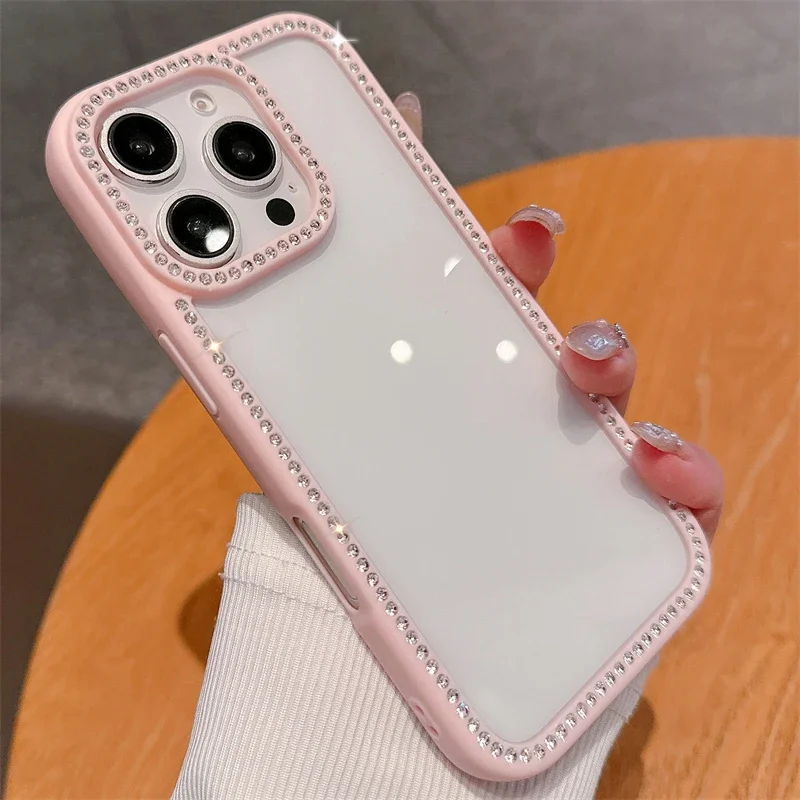 Luxe Crystal Clear Protective Phone Case with Rhinestone Glitter Accents