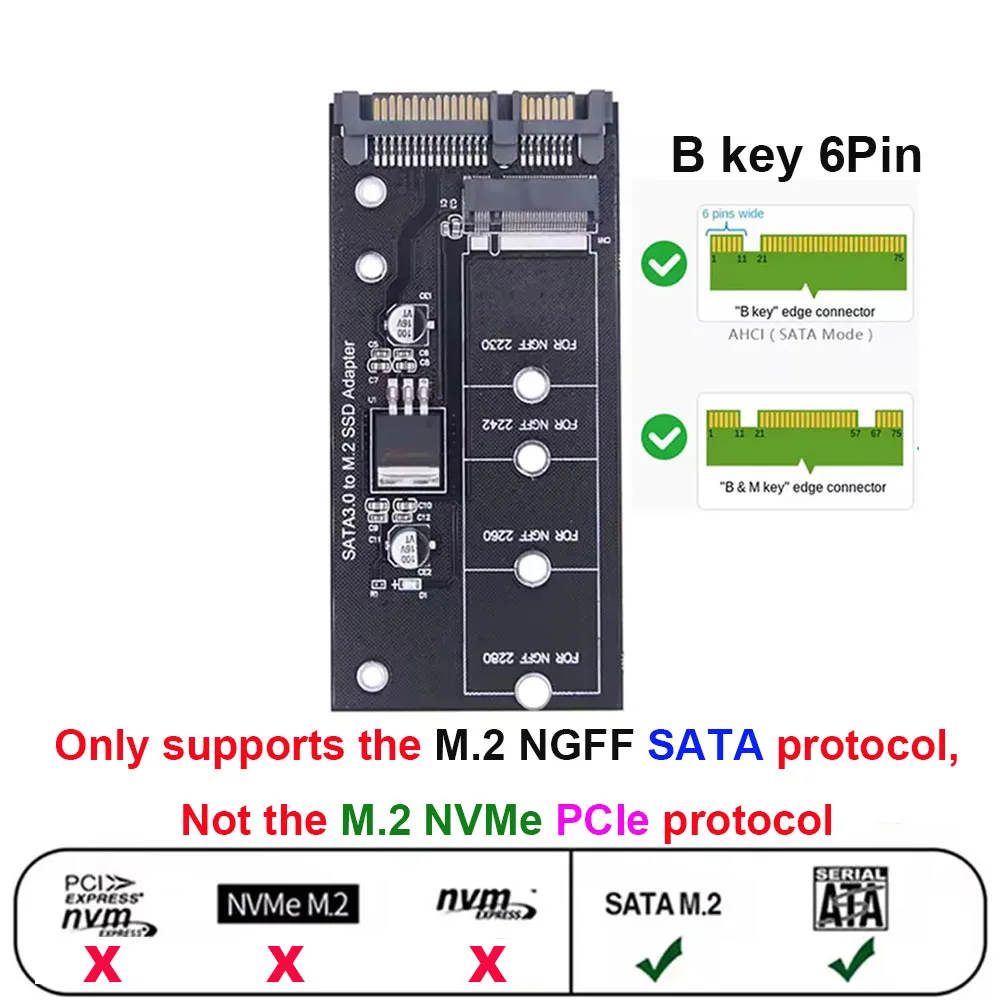 NGFF SSD To SATA Adapter Card Converter B B&M Key
