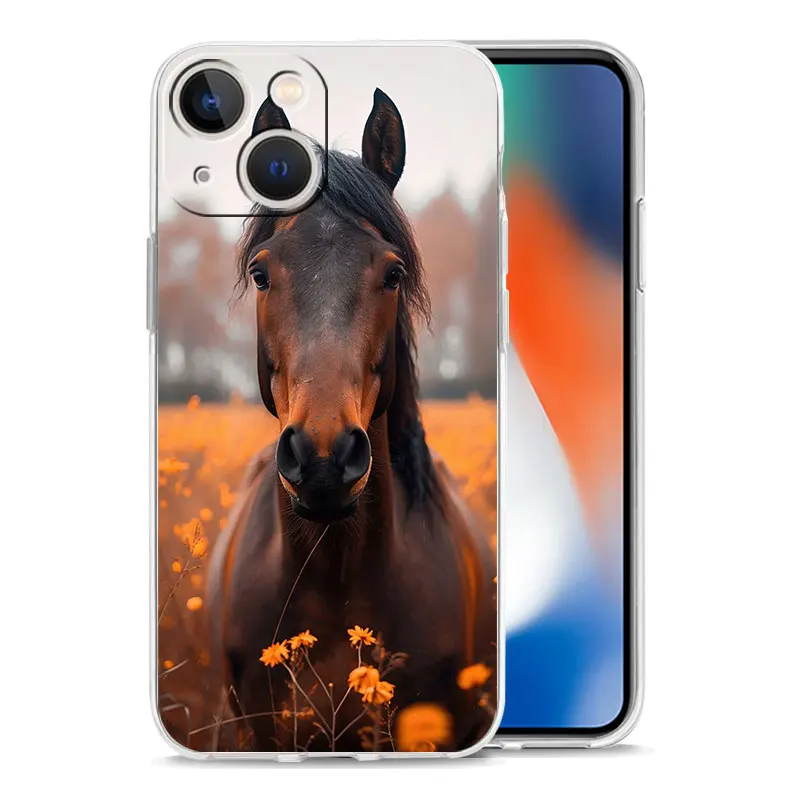 Elegant Horse Design Clear Phone Case Cover