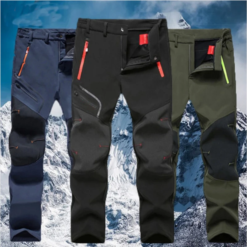 Men's Oversized Winter Softshell Outdoor Pants Trekking Fishing Camping Climbing Hiking Skiing Warm Travel Trousers S-4XL hiking pants
