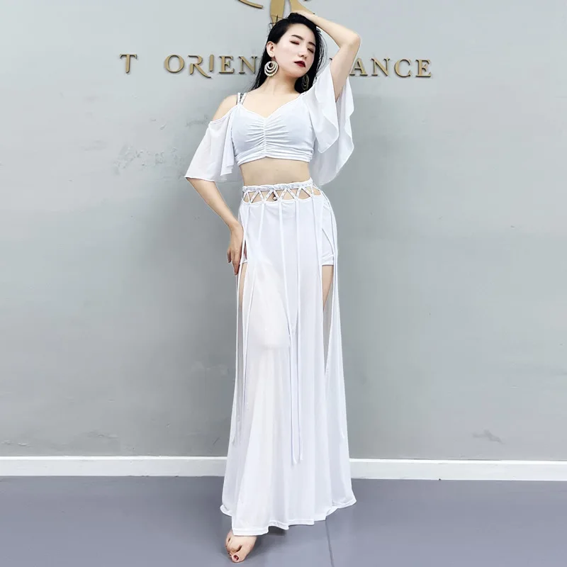 Woman Clothing Belly Dance Costume Set High Waist Split Long Skirt
