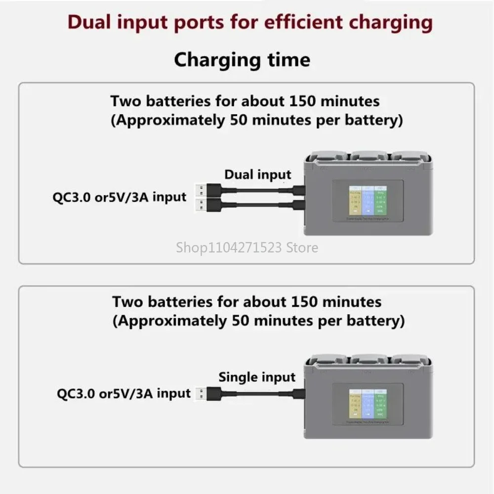 รูปสินค้า ชาร์จแบตเตอรี่โดรน 2 ช่อง สำหรับ DJI Mini 2/2SE