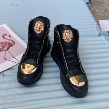 Zip decoration casual sneaker designer shoes for man luxury brand trainers running shoes high top sports casual ankle boots men 1