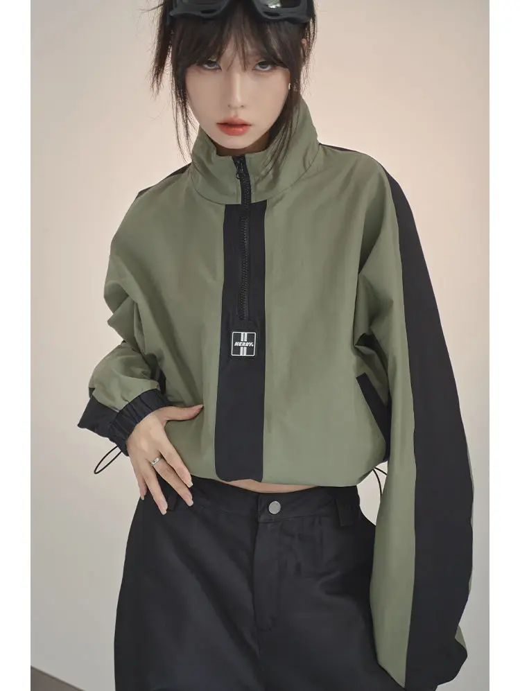 All Seasons Harajuku Jacket Women Oversized Windbreaker Y2k Short Style Korean Streetwear Track Jackets Outdoor Hoodies Pullover 2023 new men s film broadcast camera arri printed short sleeved training t shirt and sweatpants in harajuku track and field suit