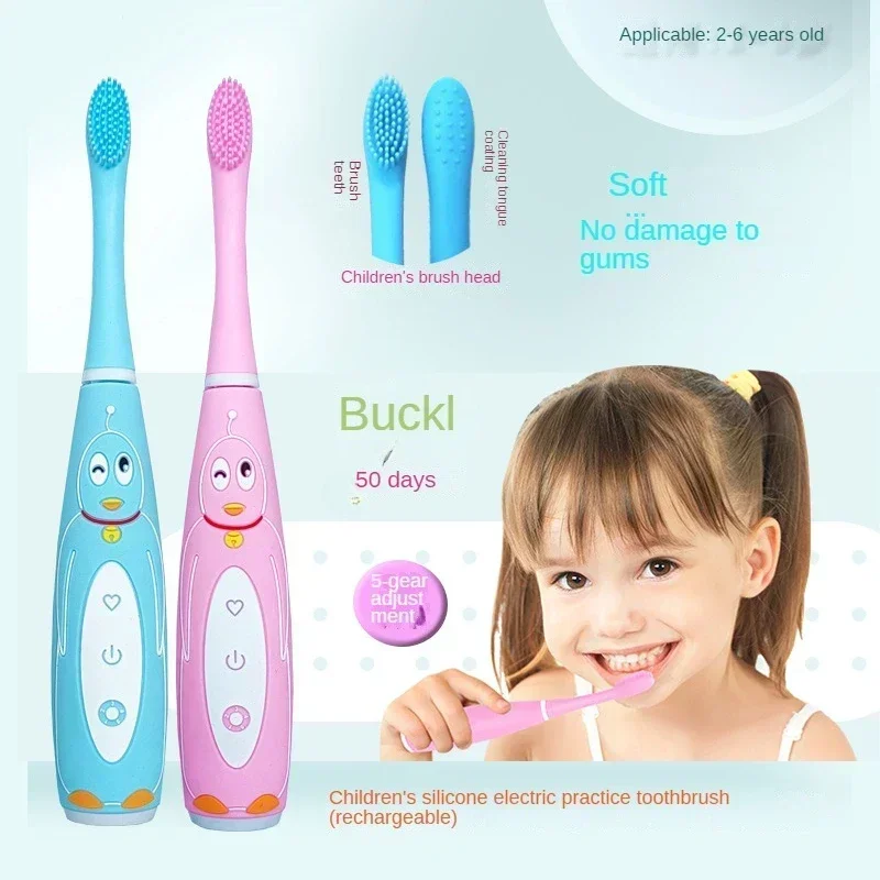 Children's Electric Toothbrush Sonic Cartoon with Replacement Ultrasonic Tooth Brush