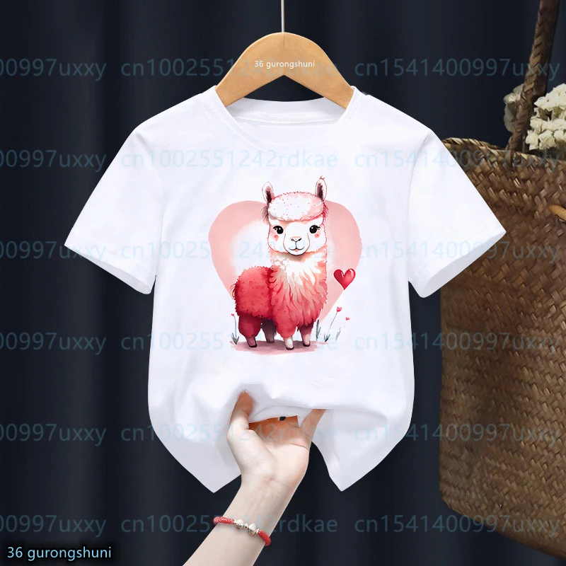 

Kawaii girls t-shirt Cute Koala Sheep Tiger Hamster Eagle Animal Print Children'S Clothing Tshirts Summer white Girls' Clothes