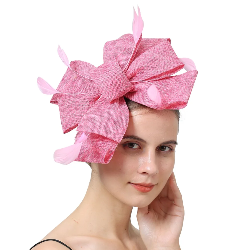 Bow Design Fashion Hair Wedding Accessories Fascinator Hat Bridal Mariage Hat Headwear With Hair Combs Fancy Feather Accessories