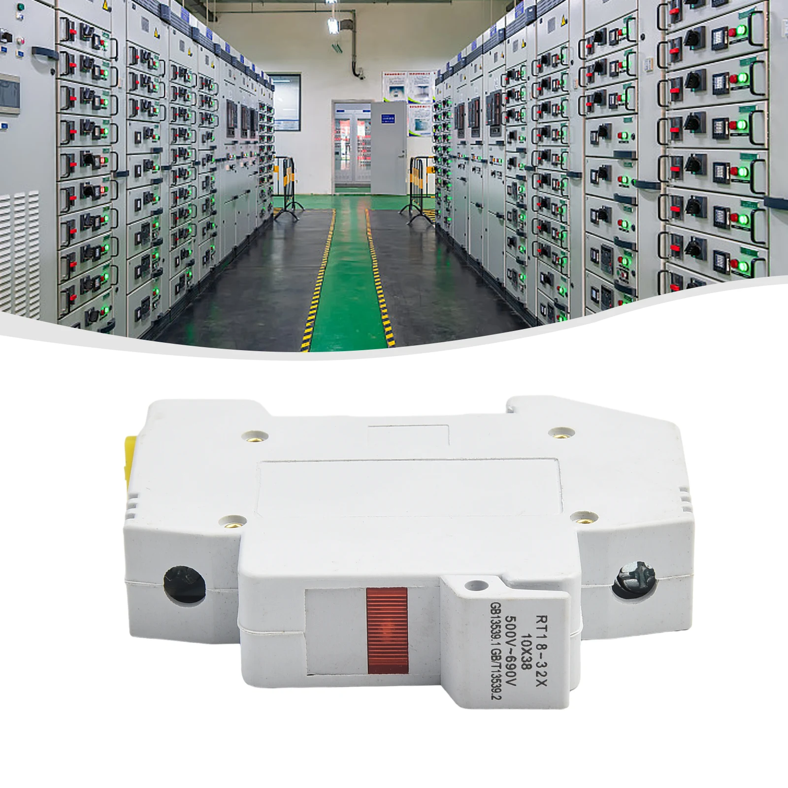 

RT18-32X 1P 32A 10x38mm DIN Rail Mount Fuse Holder Base With LED Light Electrical Appliances And Testing Equipment Accessories