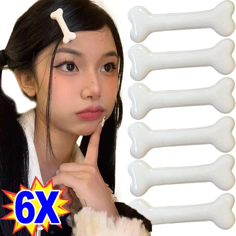 

White Bone Hair Clip Cute Cartoon Bobby Pin Girl Fashion Dog Bones Decoration Small Hairpins Barrettes Y2K Accessories Wholesale