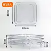 3-layers Air Fryer Rack Stainless Steel Stackable Grid Grilling Rack For Air Fryer Basket Tray Outdoor Camping Cooking Supplies 1