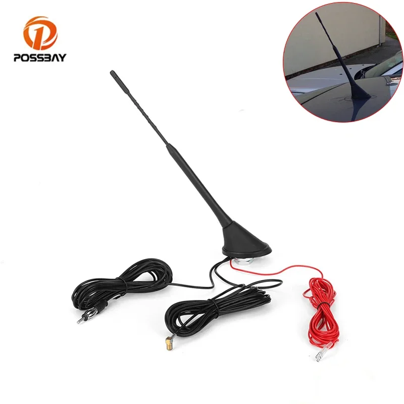 Universal Car Roof Mount Dab Fm Antenna Elettrica Per Albero Antenna Nera Ricambi Auto 12V Per Bmw Mini Cooper Mazda Audi