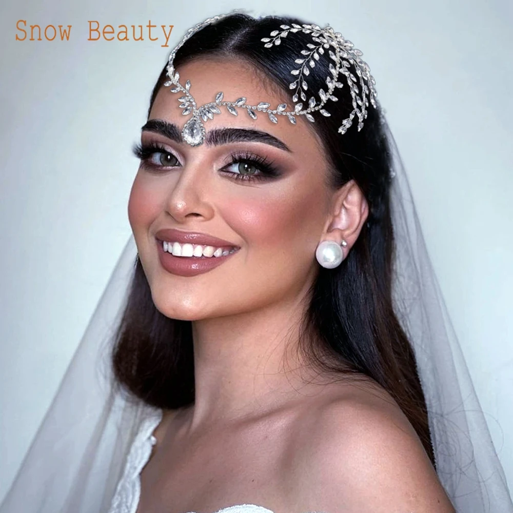 

A456 Silver Wedding Hair Accessories Party Diadem Rhinestone Bride Headpiece Crowns Gifts Crystal Headbands for Women Tiara