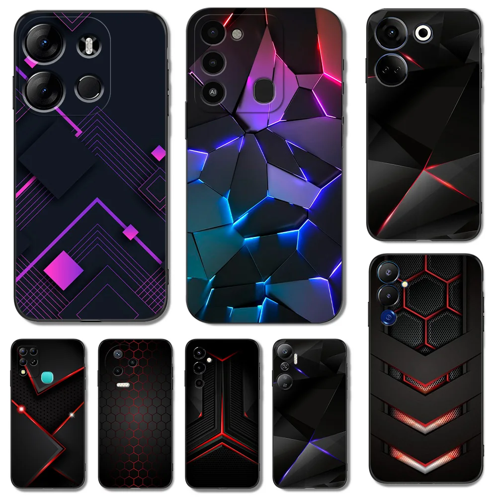 Custodia In Tpu Nero Per Tecno Spark Go 2023 2022 9 8 10 Pro 10C Pop 7 6C Pova 4 Neo 2 5 Cover Lrregular Black Figures