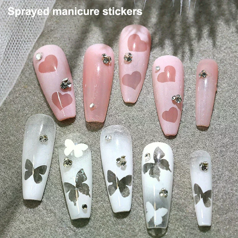 Nail Art Hollow Out Stickers Star Butterfly Love Self-Adhesive Template Stamp Nail Charm Manicure Decorations