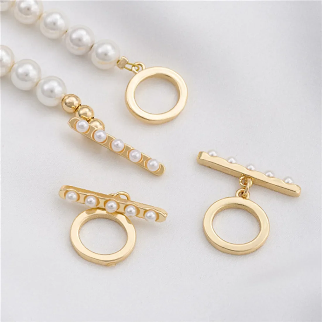 

14K Gold Inlaid Shell Pearl Imitation Pearl OT Buckle Connection Buckle DIY Necklace Accessory Closure Buckle Accessories B896