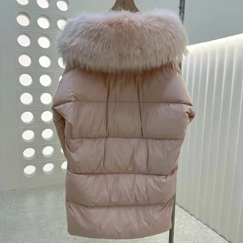 Long Down Jacket Winter Women Thickened Warm Fashionable Fur Fox Fur Collar Jacket