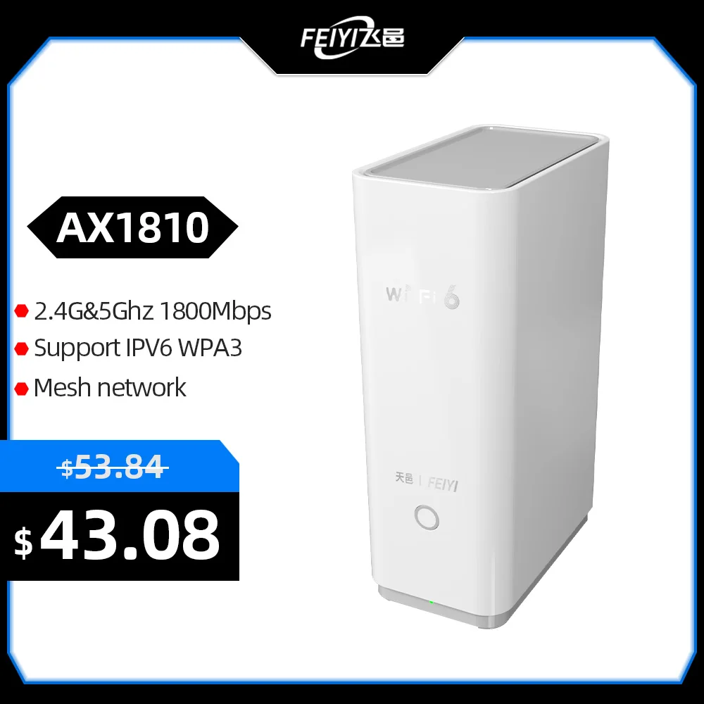 Feiyi-amplificador de Sinal Roteador Wifi Ax1800 Wifi Repetidor Estender Gigabit Amplificador 2.4g 5ghz Banda Dupla Malha