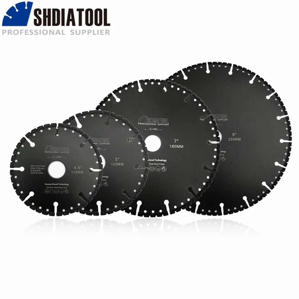 SHDIATOOL 1 pc Vacuum Brazed Diamond Cutting Disc Multi Purpose Saw Blade Cast Iron Rebar Aluminum Plastic Steel Metal Concrete bgtec 1pc all purpose diamond cutting disc dimeter 100mm steel rebar concrete masonry vacuum brazed demolition blade 4 inch