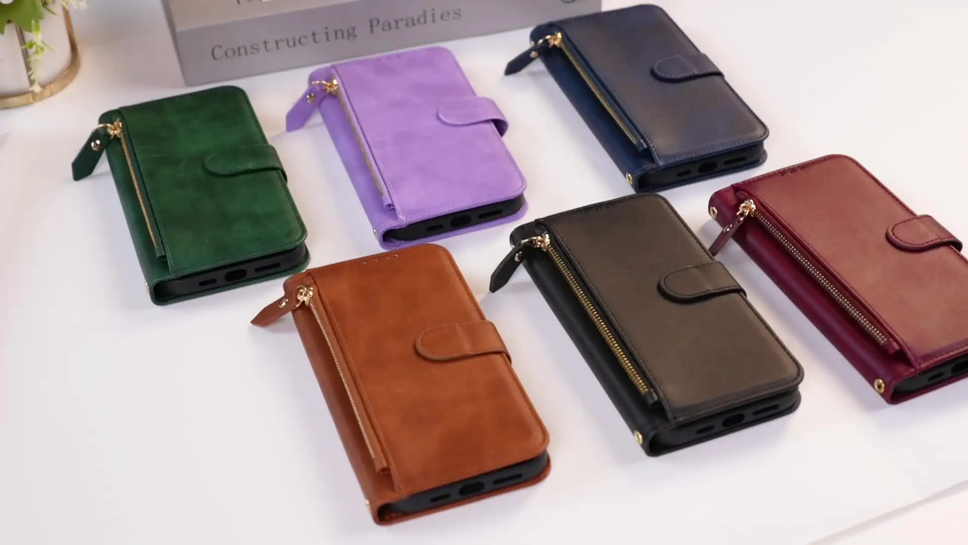 Кожаный чехол-бумажник с ремешком на молнии для Xiaomi 14T 13T 12T 11T Redmi Note 13 12 11 Pro 5G 14C 13C 12C