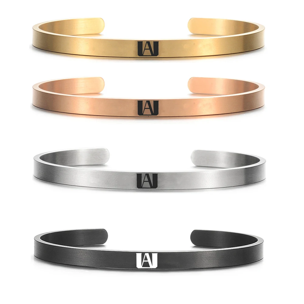 My Hero Academia Animation Cuff Bracelet Logo Cosplay Fashion Stainless Steel Bangle Women Men Jewelry Christmas Gift for Fans 2
