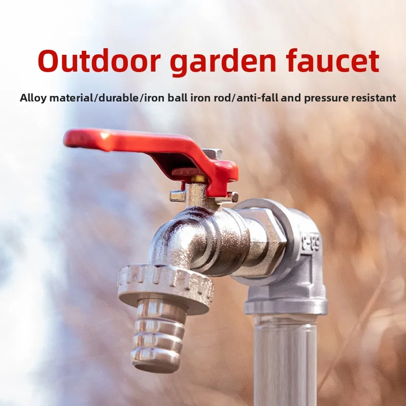 Outdoor Faucet with Spout 1/2-3/4inch Garden Washing Machine Zinc Alloy Single Control Antifreeze Faucet Hardware Accessories