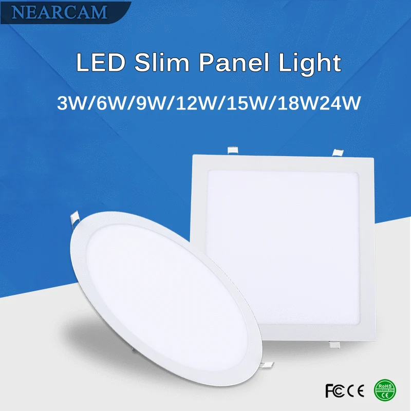 NEARCAM Embedded LED Panel Light Concealed Ceiling Light 3W6W12W15W18W Household Downlight Flat Light Commercial Ceiling Light
