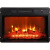 23" Electric Fireplace, 3DInfrared Black Fireplace Electric Insert Heater, with IR Remote Control, Glass View, Adjustable 1