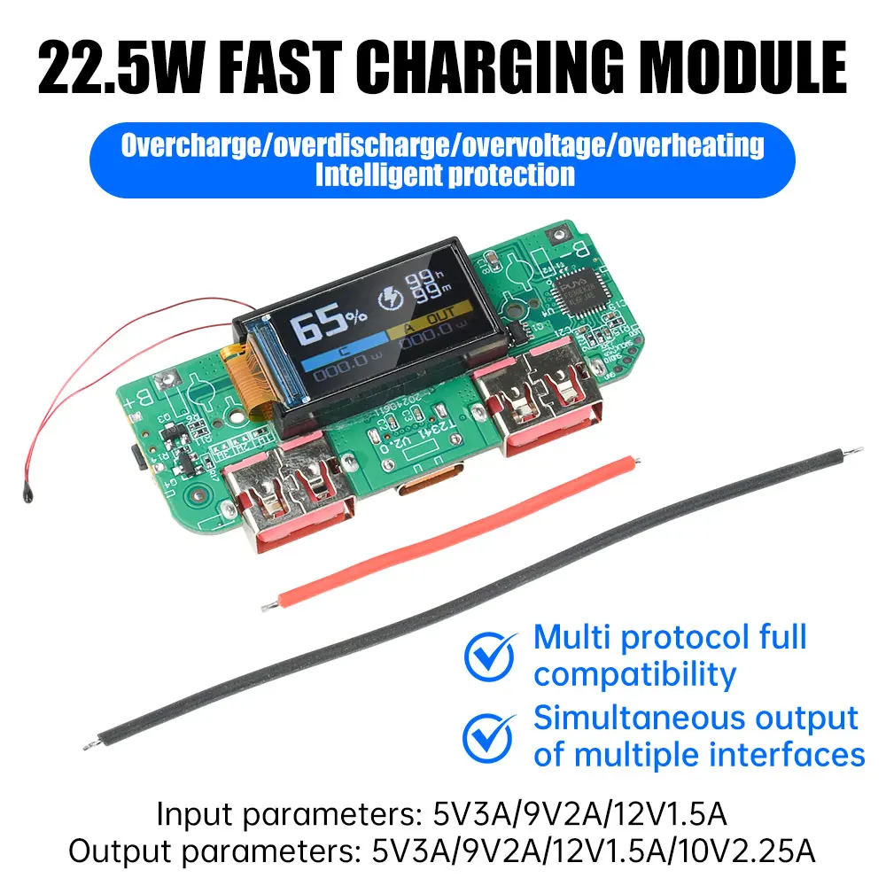 Modulo di ricarica rapida da 22,5 W Modulo Power Bank fai-da-te Scheda madre batteria al litio ternaria da 3,7 V Supporta PD/QC/SCP/VOOC - Image 4