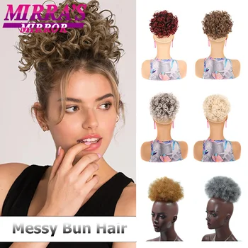 Chignon sintetico disordinato pezzo di capelli elastico coulisse onda sciolta capelli ricci estensioni Chignon per le donne panini crespi capelli ricci