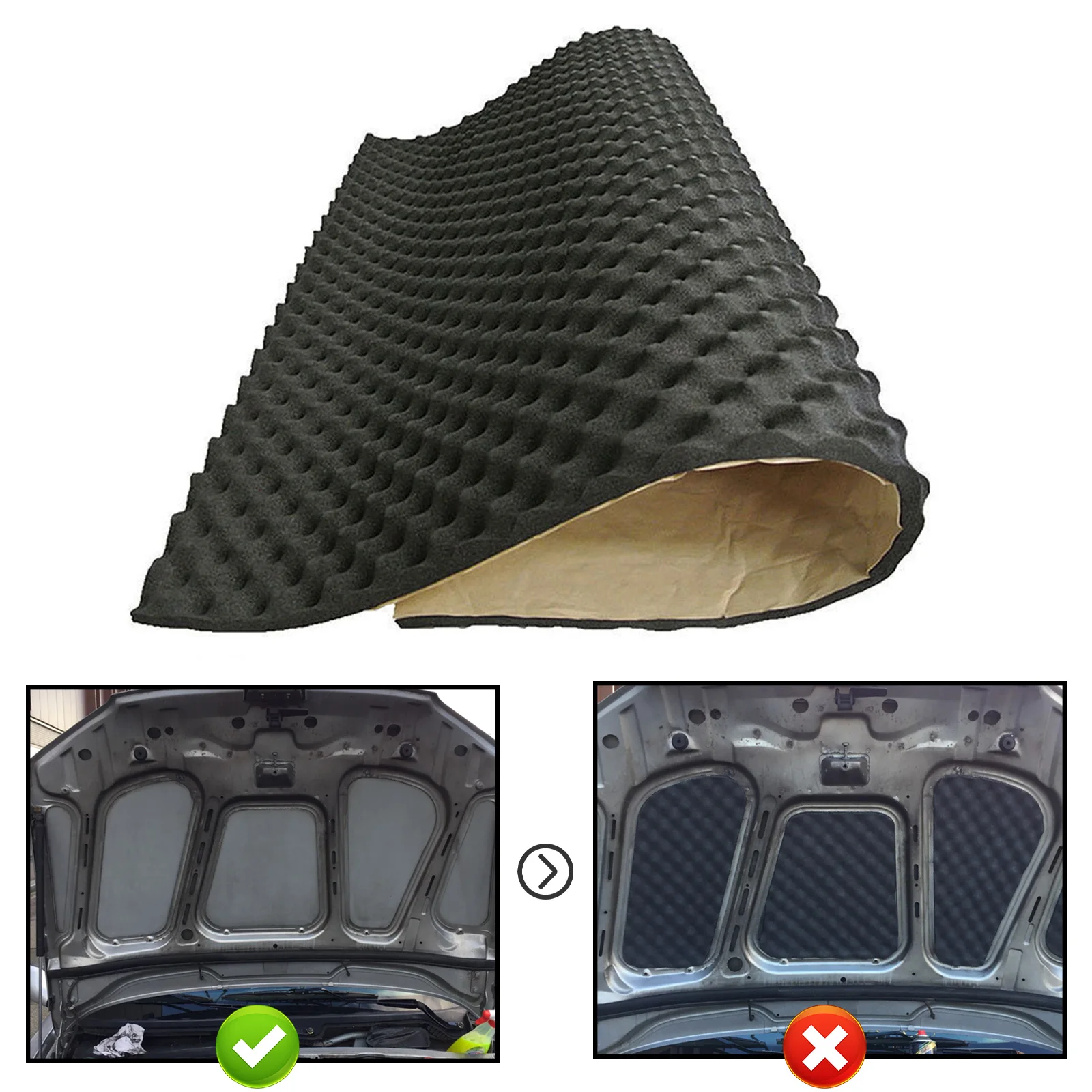 Auto Studio Sound Acoustic Absorption Car Heatproof Wave Foam Deadener Car Soundproof Cotton Insulation Mat