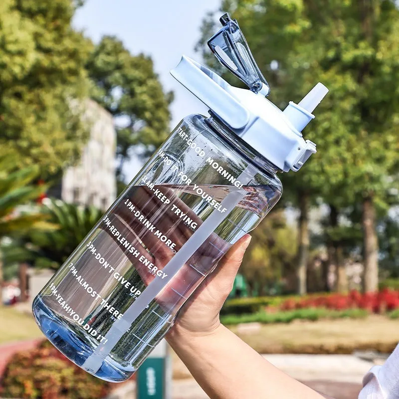 2 Liters Straw Plastic Water Bottle Girls Portable Travel Large Bottle Sports Fitness Bike Cup Big Fat Cup Water Bottle Sports Water Bottle Sports Bottle Plastic Water Bottle Plastic Cup