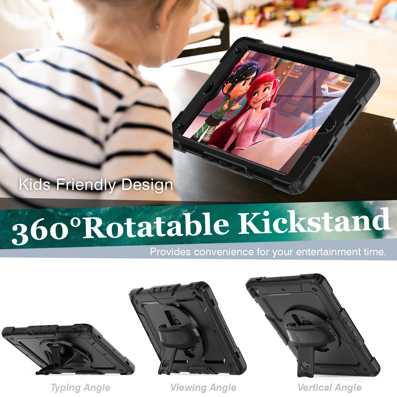 Kickstand Shockproof Case para Ipad Lápis Titular Capa Pet Screen Protector Alça de Ombro 10.2 7th 8th 9th2023 2023 2023 - Imagem 2