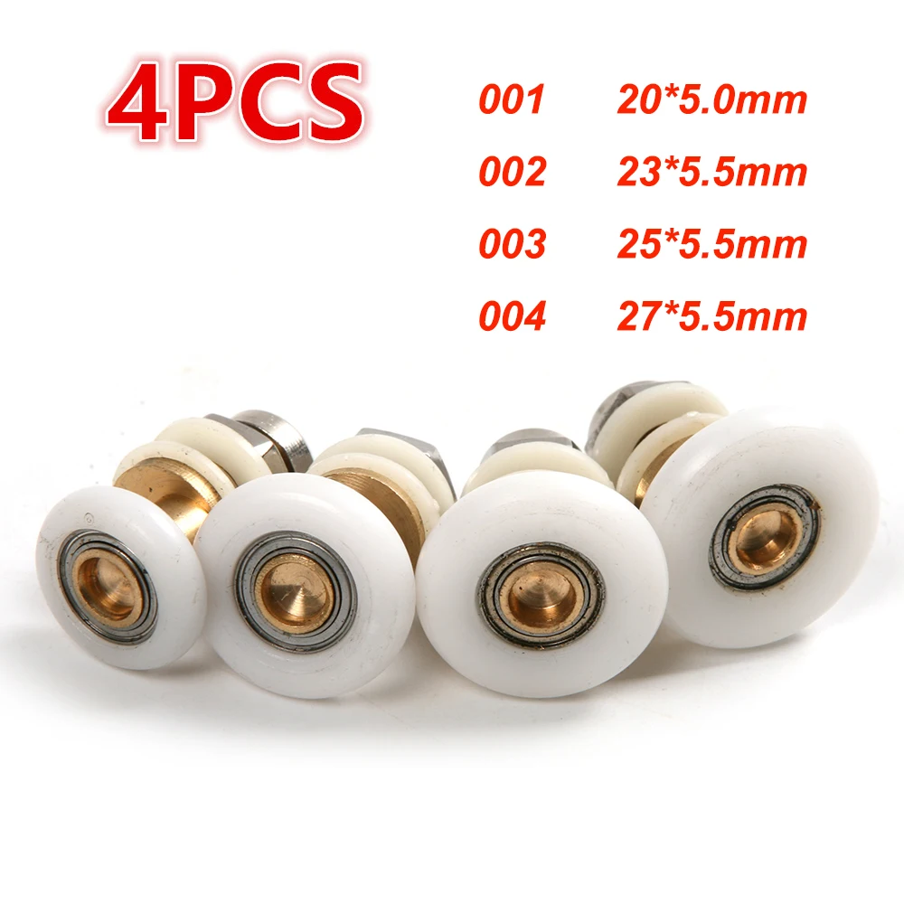 4PCS 20/23/25/27mm Brass Single Eccentric Shower Glass Sliding Door Rollers Wheel Roller For 5-7mm Shower Cabinet Pulleys