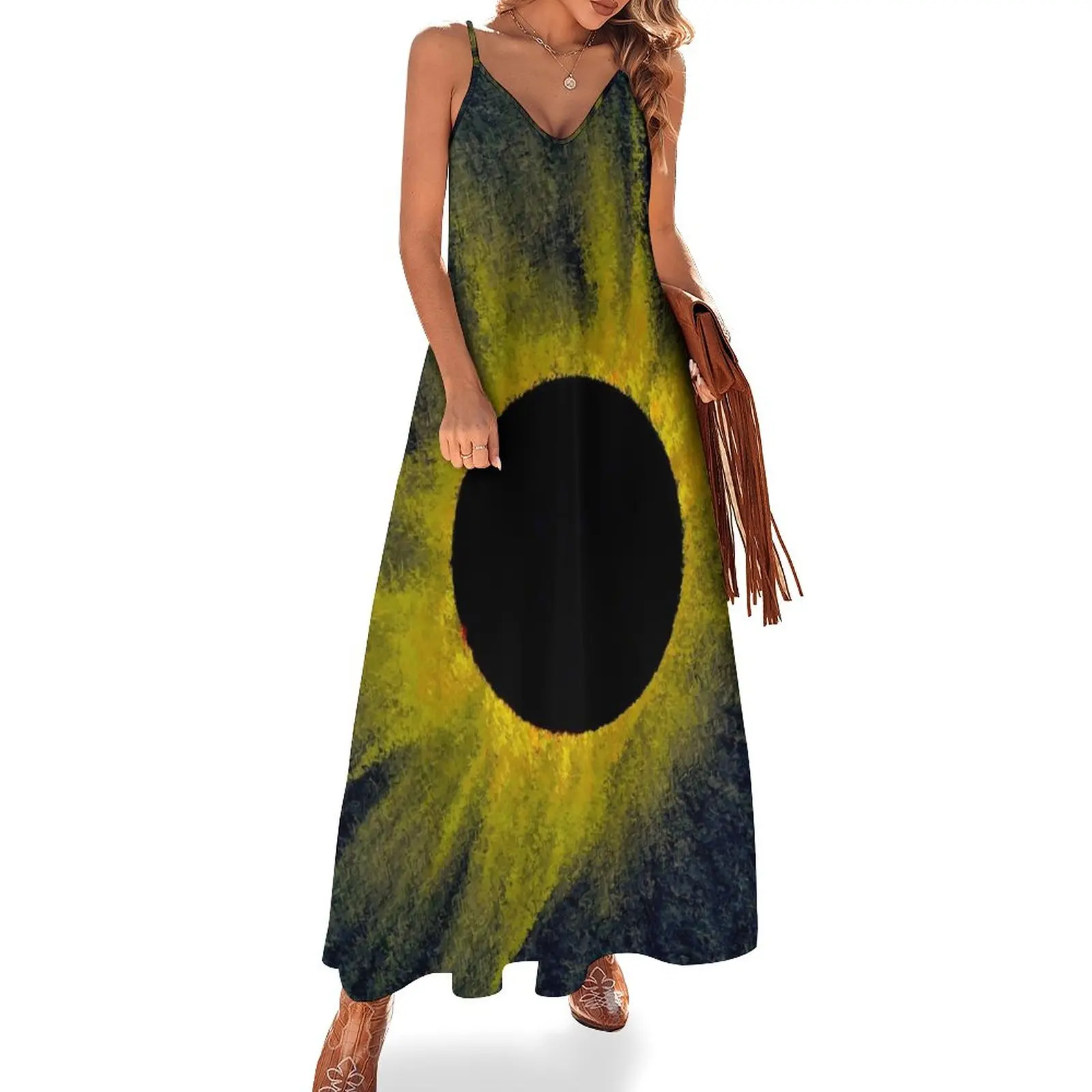

Total Eclipse of the Sun Generative Astronomical Art Sleeveless Dress evening dress festival outfit women