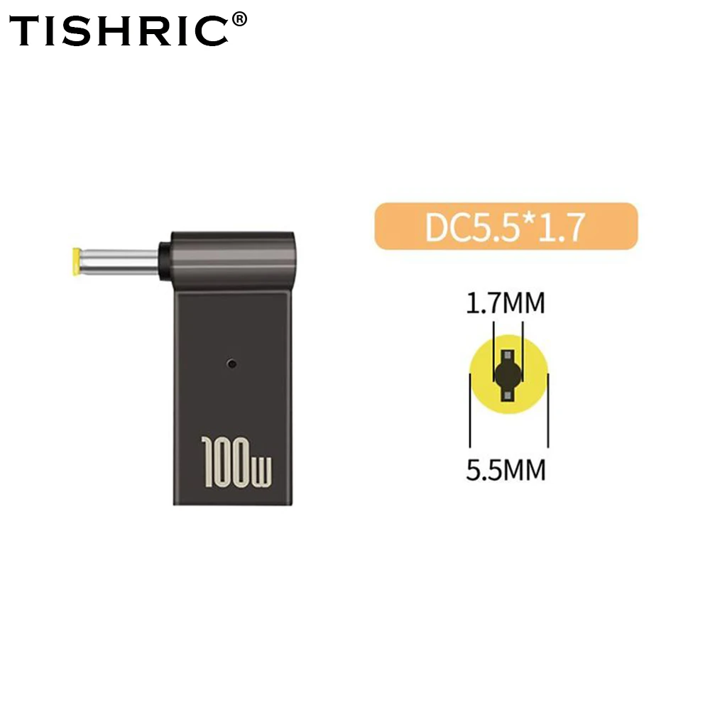 100W Laptop Power Charger Converter - Type-C to DC Male Adapter